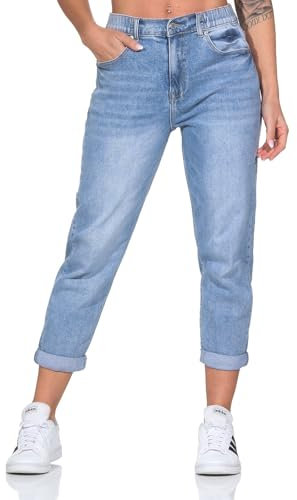 Hailys Damen High Waist Ankle Mom Jeans Mi44rell knöchellange Jeanshose KAX-2102057-1A LBlue XXL