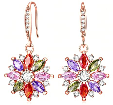 VONSSY Collana con ciondolo colorato in oro rosa 5A con zirconi cubici Boho Boho Crystal Statement Collana maglione catena multi gemma granato ametista Morganite