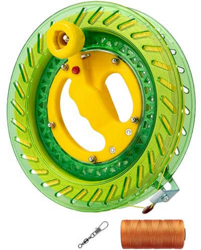 XJKLBYQ Kite Reel Winder, Kite String with Reel and Lock, 8.7 Inch Portable String Line Spool with 765 Yard Anti-Winding Cord for Outdoor(Green)