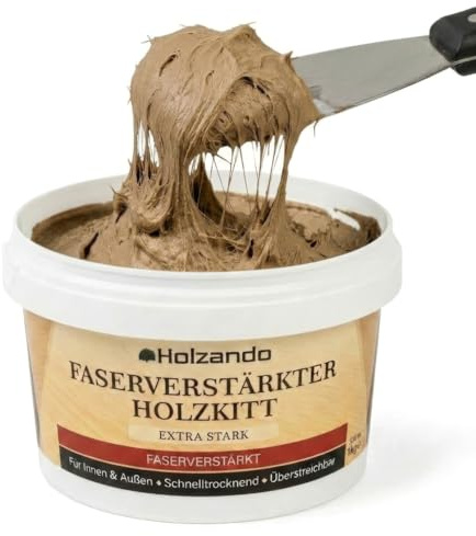 Holzando® Mastic pour bois « extra fort » renforcé de fibres - Mastic pour bois, OSB et murs - Kit de réparation pour l'intérieur et l'extérieur - Mastic de fenêtre, pâte à bois, Wood Filler pin foncé