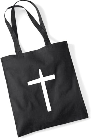 Huuraa Jutebeutel Kreuz Christentum Geschenk | Baumwollbeutel 10 Liter Stoffbeutel Beutel aus Baumwolle Tasche Geschenkidee Einkaufstasche Langen Henkel