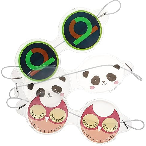 OUNONA 3stücke Runde Junge Mädchen-kühlpads Augen Wiederverwendbare Pvc-kühlmasken Leichte Kühlende Gel-augenschutz Für Reisen Schlaf Und Entspannung Tierisches Design Praktische Augenpfl
