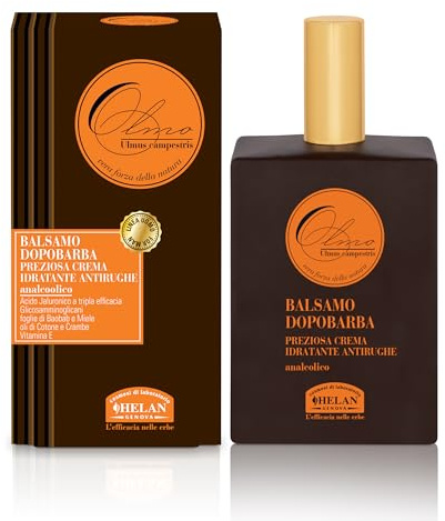 Helan, Olmo, Aftershave-Balsam für Männer, Anti-Falten-Creme mit Hyaluronsäure, Vitamin A und E, Baobab-Blattextrakten sowie Baumwoll- und Krambeölen, 75 ml – Hergestellt in Italien