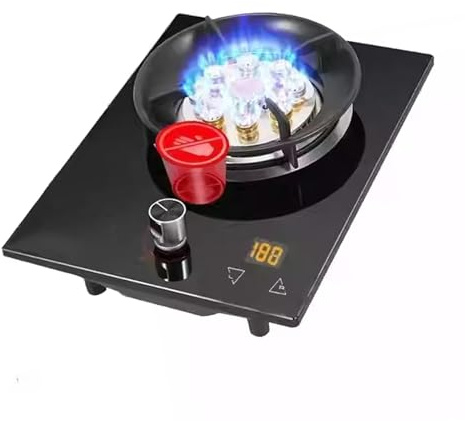 Gas Hob, Countertop Gas Stove,5.2KW 9-Cavity Wok Burner,Tempered Glass With Timer And Flameout Protection,LPG/NG Convertible(NG)(NG)