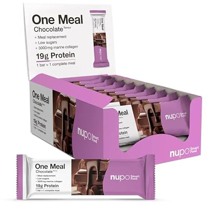 NUPO One Meal Bar – Chocolate (15 x 60g) | Leckerer High Protein Mahlzeitenersatz Riegel zum Abnehmen | Low Sugar | Mit 3000 mg Kollagen | Kalorienarme Snacks mit Vitaminen & Mineralien