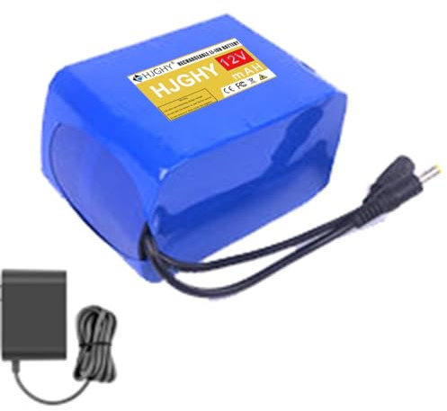 HJGHY 12v,12Ah, 12V 12Ah 15Ah 20Ah 25Ah Lithium-Ionen-Akku, 12V Lithium-Akkupack als Ersatz mit Ladegerät für 300W Motor, LED-Lichtleisten, Kamera, Ersatzteile für Robotik