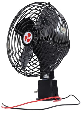 Hapivida Ventilador de Refrigeración para Rv de 12 V, Ventilador de Metal Negro Resistente de 8W con Interruptor de 2 Velocidades para Camión, Rv, Coche, Barco, Autobús (8 pulgadas)