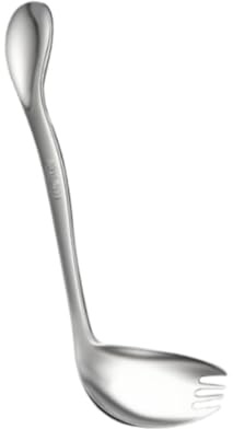 RNXRZANK Portable Ergonomic Curved Stainless Steel Cutlery Set, Fork and Spoon, Practical for Eating Alone, Suitable for Seniors, Right Spoon Fork