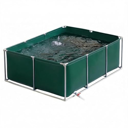 uofgcru Piscina Rettangolare, laghetto per Pesci in Tela con Staffa, Porta Supporto Piscina Semplice Uso Domestico Piega Stagno，Stagno per Pesci in Tela per l'allevamento di Koi(1×1×0.5m - Verde)