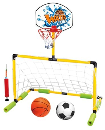 Generico 2-i-1 mål pool basketkorg med flytande boll | Poolkorg och fotbollsport för barn vuxna utomhus trädgård strand camping sjö