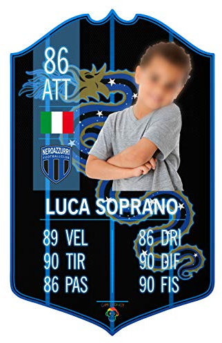 Adesivo Murale - Card Personalizzata FUT Player - Plug Calcio Soccer Cameretta Idea Regalo Squadra del Cuore Calciatore Bambino (Inter)