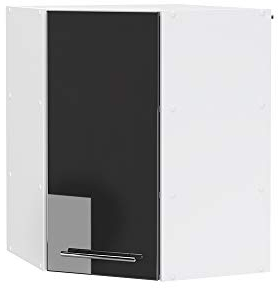 Vicco Eckhängeschrank Fame-Line, Küchen-Eckschrank, Anthrazit Hochglanz/Weiß, 57 cm