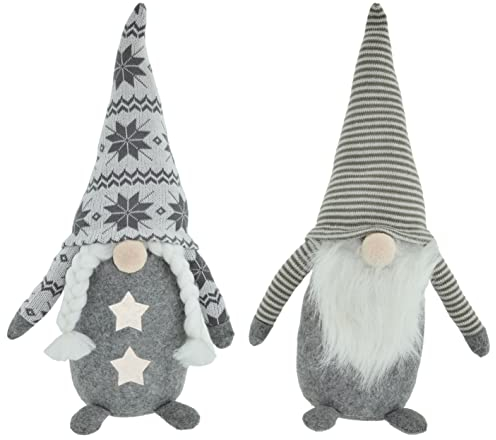 XL Wichtel Nordic 45 cm · 2er Set Wichtel Mann und Frau · Wichtel Grau · Wichtel mit Wintermütze · Deko Wichtel Filz · Dekorationsfiguren · Weihnachtswichtel Figuren