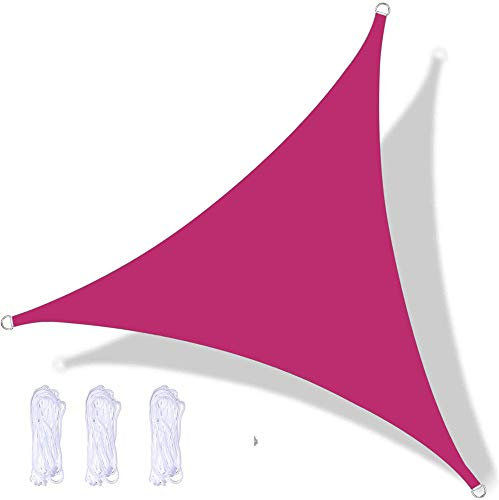 Voile D'ombrage Triangulaire, Store Pare-Soleil étanche, Protection UV, pour Jardin Extérieur Terrasse Cour, avec Corde (2x2x2m,Rose Rouge)