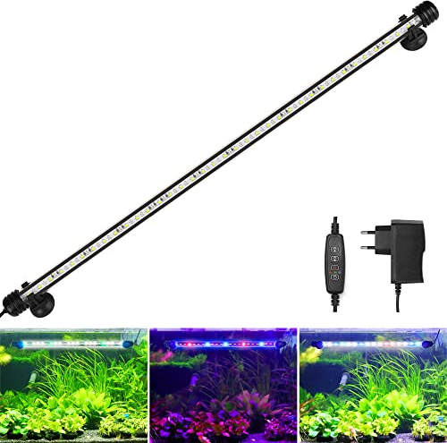 BELLALICHT LED Aquarium Beleuchtung - Aquarien Lampe [RGB-Weiß Licht] mit eingebautem Timer, Dimmbar 10 Helligkeitsstufen IP67 Wasserdicht Light für Fisch Tank Pflanze, L-63C