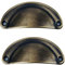 Lot de 2 Poignées de porte de placard Design en forme de coquille poignées de meuble en Laiton Boutons en cuivre massif Évider Tirettes pour tiroirs,armoires,80 mm de long (Golden bronze)