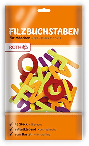 ROTH Filzbuchstaben Mädchen selbstklebend 33 mm 48 Teile farbig sortiert