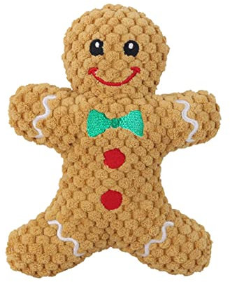 kowaku Quietschendes Hundespielzeug, quietschend, für Weihnachten, Camping, Lebkuchenmann