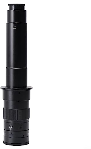 ZYWUOY C-Mount Mikroskopkamera Zoom Monokular Objektiv 10X-300X, Metall, Schwarz, LED, für Mikroskope mit C-Mount-Adapter
