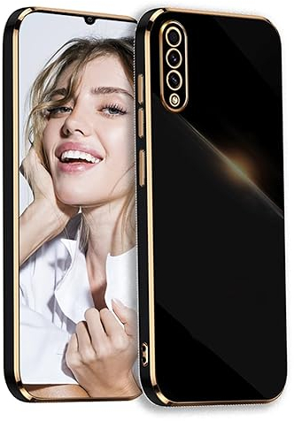POUHYE Handyhülle für Samsung Galaxy A70 Hülle Original, Mädchen Galvanisierte Kameraschutz Weich TPU Silikon Schutzhülle Ultra Dünn Case Stoßfeste Hülle für Samsung Galaxy A70 Schwarz