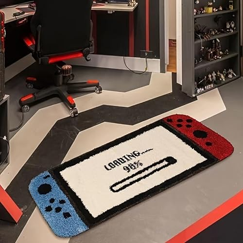 Amacigana Schlafzimmer Anti-Rutsch-Spiel-Matte Schlafzimmer Teppich Jungen Teens Kinder Gedruckt Gamepad 3D Gamepad Dekoration Teppich Ras Haar Flanell Alle Weich (A1,40 * 120cm)