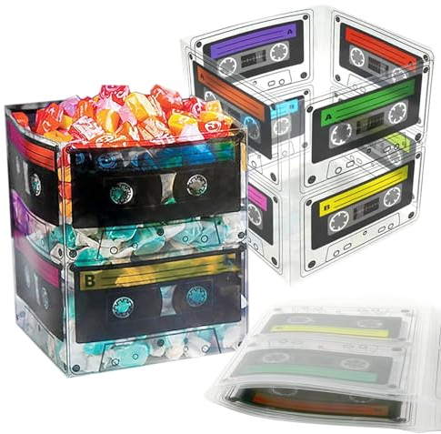 NIXBYO 8 Stücke 80er 90er Party deko, Transparent Kassetten Eimer Herzstück,12.3 * 12.8CM Retro Popcorn Eimer,80er 90er Jahre Accessoires,80er 90er Jahre deko,Hip Hop Party Deko