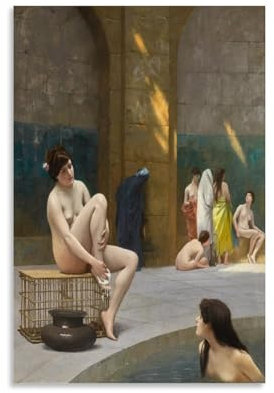 Frauen in der Badewanne 3 von Jean-Leon Gerome Maler-Kunstwerk, Poster, Wandkunst, Bild, Gemälde, Leinwanddrucke, Kunstwerke, Schlafzimmer, Wohnzimmer, Dekoration, 20 x 30 cm