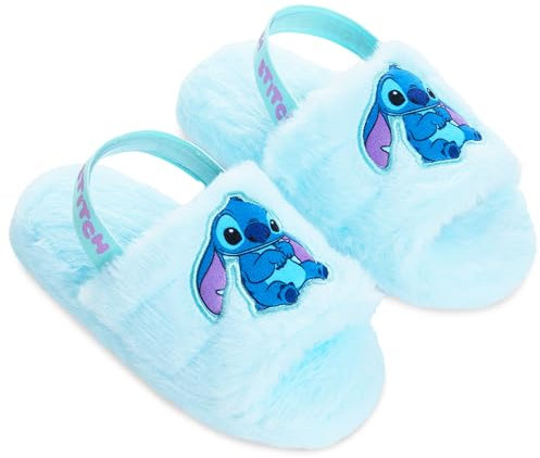 Disney Stitch Damen Flauschige Hausschuhe, Bequeme Pantoffeln - Geschenke für Frauen(Blau,41EU)