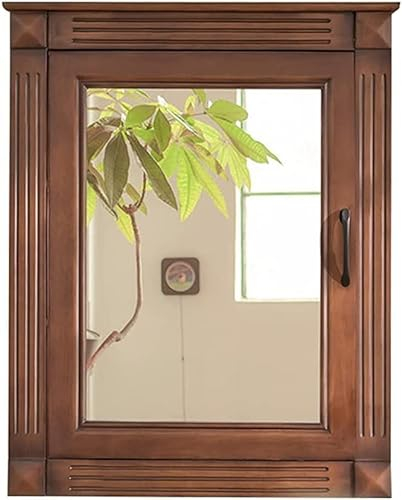Spiegelschränke für Badezimmer, amerikanischer Stil, Badezimmerschrank, Garderobe, Aufbewahrung, Aufbewahrung kann individuell angepasst Werden (Farbe: Braun, Größe: 50 x 80 x 15 cm) (Braun