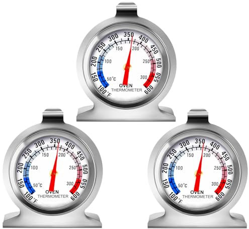 Oven Thermometer 50-300°C/100-600°F, Oven Grill Fry Chef Smoker Analog Thermometer Instant Read Stainless Steel Kitchen Cooking Thermometer (3Pack)