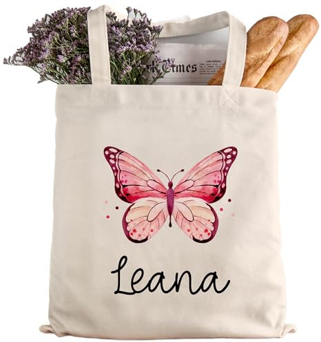 kleinebuchstaben Personalisierte Baumwolltasche Stofftasche mit Wunschname - Kinder Beutel Jutetasche Kindertasche & Wunschname - Wechselwäsche - Tragetasche Jutebeutel (Schmetterling 1)