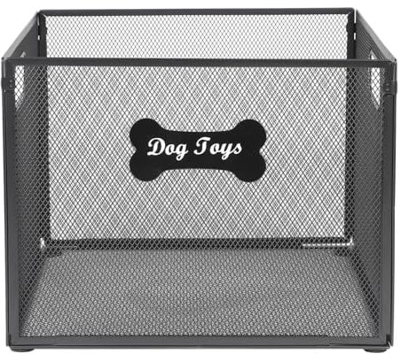 APITOS Dog Toy Basket-Metal Dog Toy Box-Wire Mesh Basket-Cute Pawprint Design-Pet Accessory Rust-Resistant Finish-for Cat & Dog Toy Organization & Storage