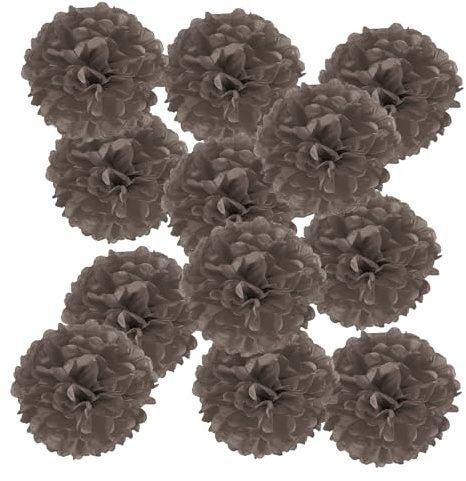 PATIKIL 12 Stück Seidenpapier Pompons Deko Kaffee Pompons 250 x 250 mm | Dekoration, für Geburtstagsdeko Party Deko Hochzeitsdeko Gartenparty Babyparty