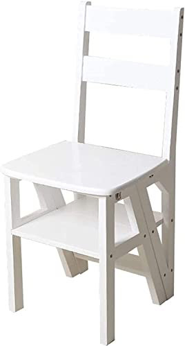 OZBMA Escabeau Pliant en Bois, échelle Portable, Tabouret Multifonction, escabeau/Chaise d'escalier pour bibliothèque à Domicile Max 4 / Couleur Bois (B)