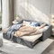 LKPOMI Tagesbett Sofabett 90/180x200 cm, Polsterbett, Samtstoff Multifunktionsbett, Ausziehbett Gleiche Höhe Einzelbett Doppelbett, Grau, Ohne Matratze (Quadratische Rückenlehne, 90/180x200cm)