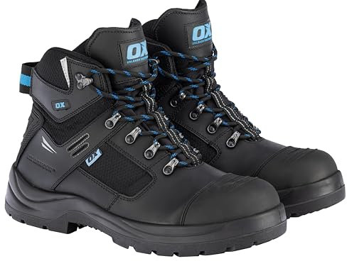OX Tools Black Safety Boots-Size 10 OX Innovation Sicherheitsstiefel, Schwarz, Größe 44