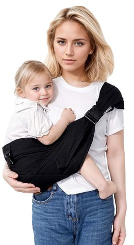 JOYNCLEON Ergonomische Babytragetuch für Neugeborene bis Kleinkind- Go Hinausgehen Baby Hüfttrage Kindertrage Hüftsitz Baby Trage Neugeboren Baby Tragegurt (0-36 Monate) (Schwarz)