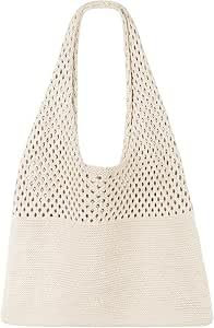 GWAWG Sac de Plage Femme, Grand Sac Cabas Crochet Bohème, Sacs Paille, Sac Piscine Léger Style Vintage pour Vacances, Plage, Shopping, Voyage, Été