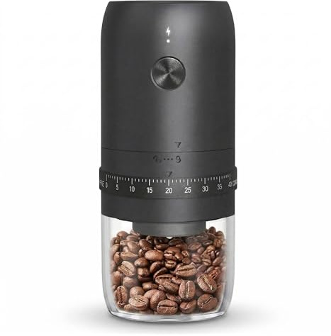 Dragodirect Electric Conical Burr Coffee Grinder, Portable Rechargeable Coffee Bean Grinder with Adjustable Settings, USB-C, Precision Grinder for Espresso & French Press