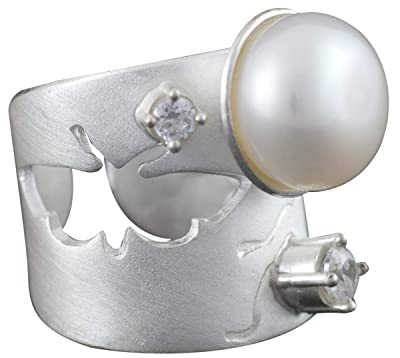 Silber-Ring Perle ausgefallene Goldschmiede-Ringe Verlobungsring handgemachter Echt-Schmuck