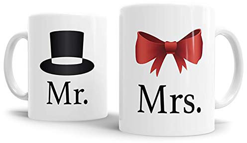 Tassendruck Pärchen-Tassenset für Sie & Ihn Mr. & Mrs. Geschenk/Partner/Liebe/Love/Beziehung/Paare/Beste Qualität - 25 Jahre Erfahrung