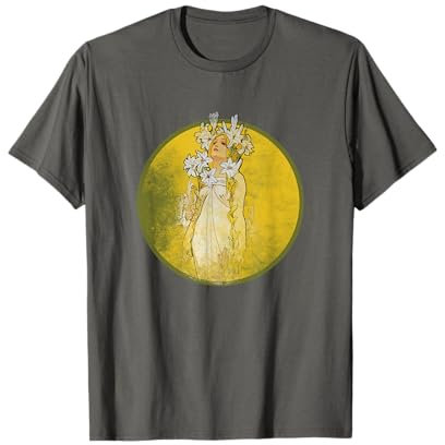 Vintage Art Nouveau Shirt Alphonse Mucha Lily T-Shirt T-Shirt