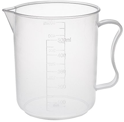 sourcing map Vaso de precipitados con vaso de medición PP 500mL blanco claro de laboratorio