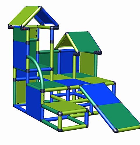 Move and stic Indoor & Outdoor Klettergrüst Luise für Kleinkinder ab 12 Monate als Möbel und Motorikschule im Kinderzimmer einsetzbar (grün-apfelgrün-blau)