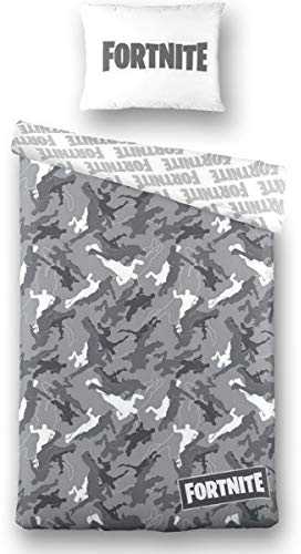 Epic Games Fortnite Bettwäsche 140x200cm, 2 Stück, Baumwolle, Einzelbett, Cartoon, Modern, Unisex, Grau