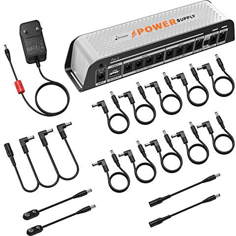 Donner Alimentatore per Pedali Chitarra 9V, 10 Uscita DC isolata con Porta USB per Pedale Effetto 9V/12V/18V Ingresso DC 18v 2000m (DP-Z)