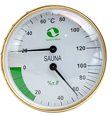 SudoreWell® Sauna Thermomètre + hygromètre Classic pour sauna Ø130mm