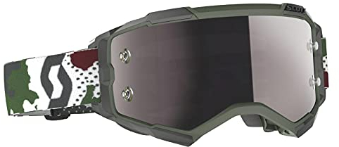 Scott Motocross Fury, dunkelgrün/weiß, silberne Chrom-Linse