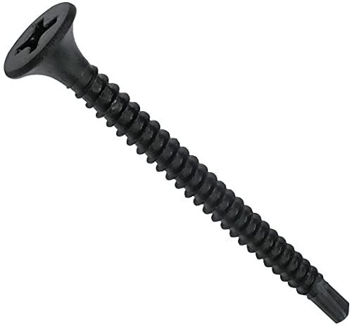 AERZETIX - C48412 - Lot de 100 Vis autoperceuses/autoforeuses pour plaques de plâtre Ø3.5x45mm - tête fraisée/trompette - empreinte cruciforme - DIN 18182 - en acier noirci