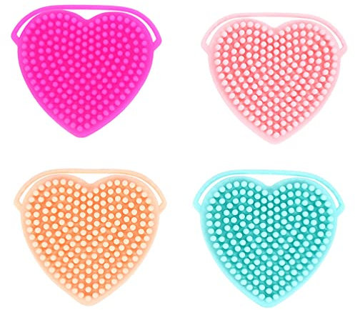 4PCS Heart Shaped Bath Brush Silicone Face Brush Exfoliator Face Massage Scrubber Facial Cleansing Tool for Men and Women